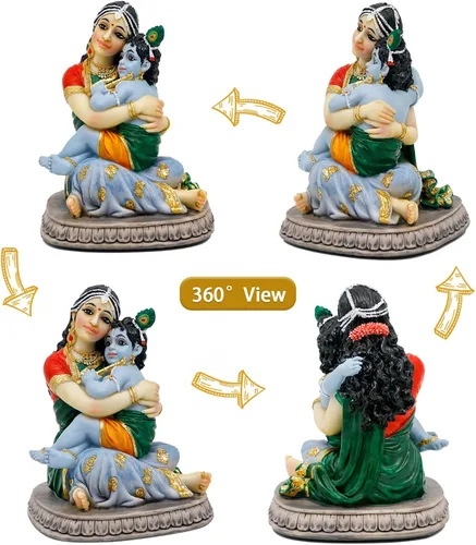 Miniatura 2 de alikiki Maa Yashoda Krishna Murti Estatua – 5.7 pulgadas, Dios hindú, Señor Krishna, ídolo regalo para devoto de Pooja indio, regalo de cumpleaños