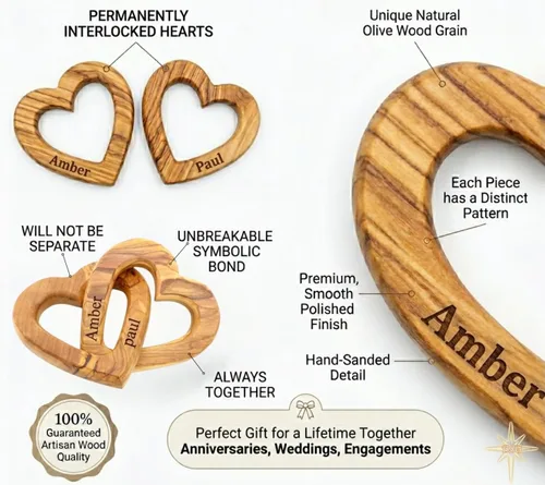 Miniatura 5 de Regalos Personalizados, Corazones de Madera de Oliva, Regalo Personalizado para el Día de San Valentín, Juntos para Siempre, Único y Lindo