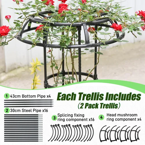 Miniatura 4 de Quibbay Enrejado de jardín para plantas trepadoras al aire libre, enrejado superior de hongo de 65 pulgadas para plantas trepadoras, soporte