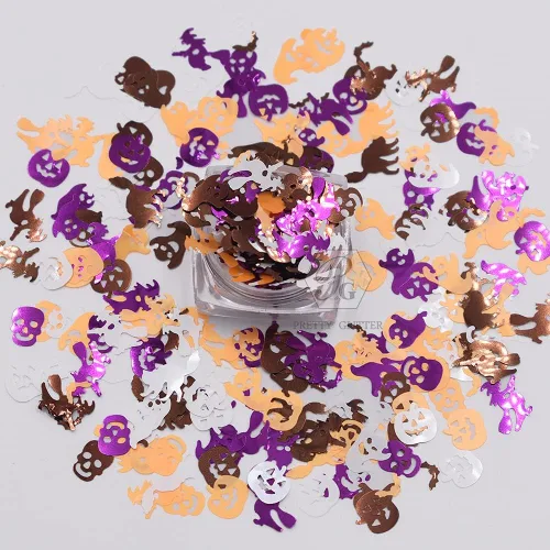 Miniatura 23 de LB1000 LB1000 - 0.35 oz/paquete - 0.197 in negro forma de murciélago lentejuelas purpurina Halloween festival rave belleza maquillaje cara cuerpo