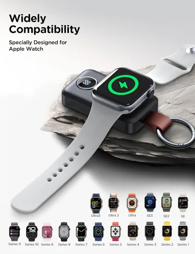 Miniatura 6 de JOYROOM Cargador inalámbrico portátil de 2000 mAh compatible con Apple Watch Series 11/10/9/8/7/6/5/4/3/2/1/SE/UItra 3/UItra 2/Ultra, cargador Negro