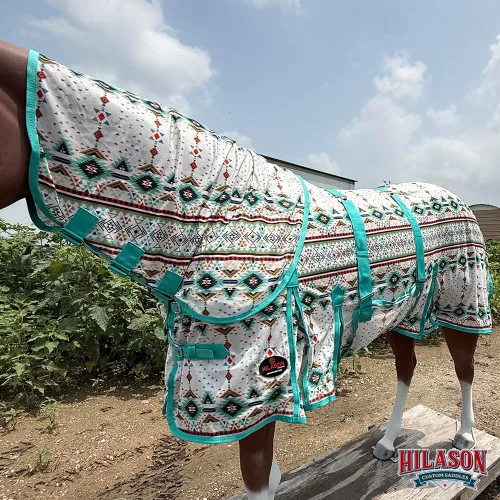 Miniatura 55 de HILASON Hoja de mosca de caballo con protección UV, malla transpirable, mosquito, primavera, alfombra de caballo de verano, alfombra de mosca