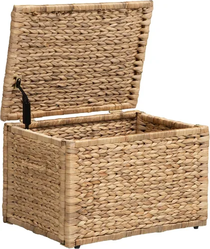 Miniatura 15 de eHemco Baúl de almacenamiento de mimbre de jacinto de agua resistente con marco de metal, 30 x 17.5 x 17.5 pulgadas, marrón lavado