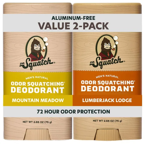 Dr. Squatch Desodorante natural para hombre, desodorante natural sin aluminio para hombres con carbón y postbióticos para protección contra olores