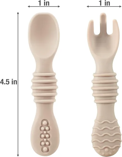 Miniatura 3 de PandaEar Paquete de 6 Cucharas y Tenedores de Silicona para Bebés Juego de Alimentación para Bebés Utensilios de Autoalimentación, Cucharas