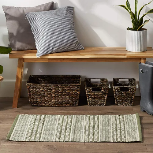Miniatura 4 de DII Colección Woven Rugs Tejida a mano, 2x3', rayas Dobby de alcachofa