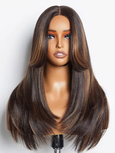 Miniatura 15 de GORGIUS Pelucas negras con flequillo, peluca ondulada larga de color negro natural sin pegamento para mujer, hecha con tecnología de archivo: fibra