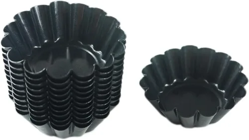 12 paquetes de moldes para tarta de huevo, mini moldes de acero al carbono de 2.6 pulgadas, antiadherentes reutilizables, molde para magdalenas para