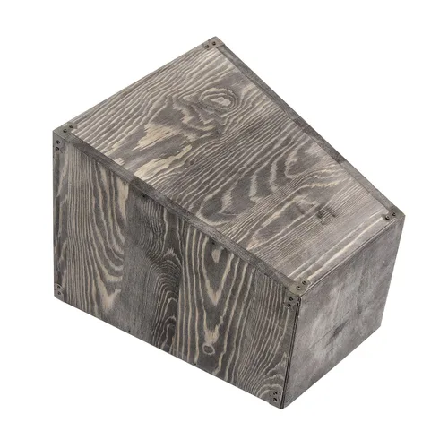 Miniatura 4 de Basurero cuadrado de madera estilo granja con soportes metálicos decorativos para dormitorio, sala de estar, baño y oficina, papelera (gris rocho)