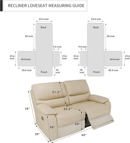 Miniatura 6 de Easy-Going Funda para Sillón Reclinable de Dos Plazas, Funda de Sofá Reversible para Sillón Reclinable Doble, Funda de Sofá Dividida para Cada
