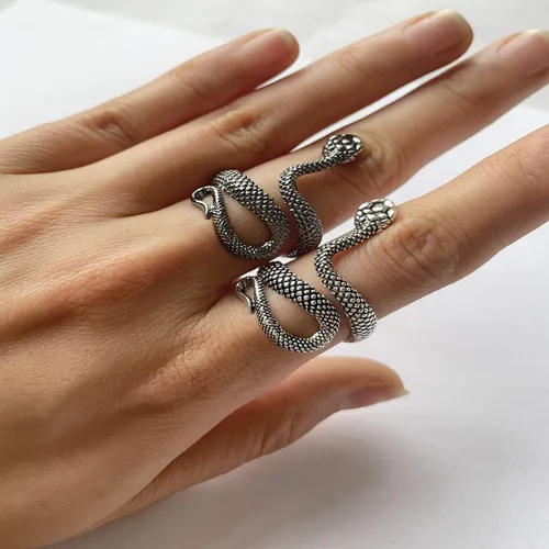 Miniatura 3 de Anillo largo tiantian serpiente para mujer Animal Punk Vintage Anillos ajustables plata serpiente anillos