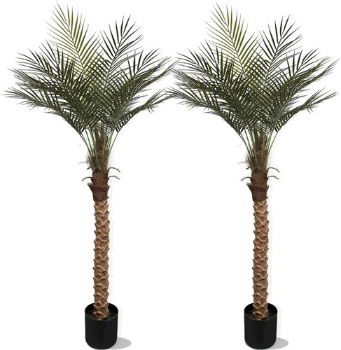 Miniatura 9 de Palmera artificial de 2.7 pies con 12 troncos, perfecta palmera tropical sintética de 32 pulgadas en maceta para interiores y exteriores, casa