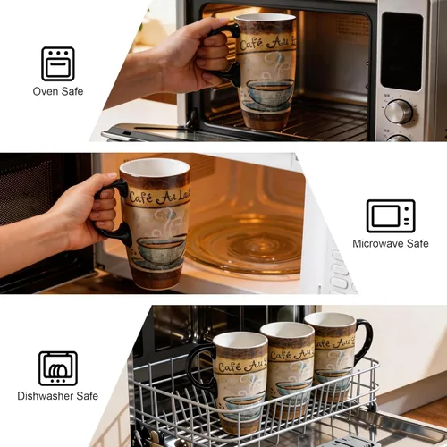 Miniatura 9 de A Ting taza alta de viaje de cerámica de 17 onzas Tapa sellada con caja de regalo, Cafe