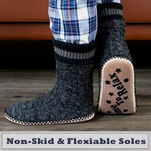 Miniatura 3 de Cozylook Calcetines tipo pantufla para hombre, con forro polar, suela antideslizante, para invierno, suaves, gruesas, acogedoras, cálidas, peludas