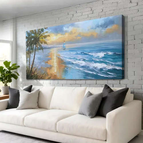 Miniatura 9 de Enartly Arte de pared de paisaje grande para sala de estar y dormitorio, decoración de pared de abedul blanco, lienzo de bosque verde, pintura
