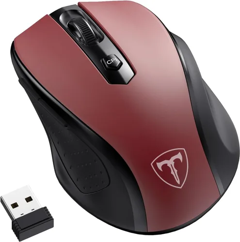 Miniatura 12 de HOTWEEMS Ratón Inalámbrico, Ratón de Computadora D-09 USB Ratones Inalámbricos para Laptop, Ergo Grips, Lightspeed 5 Niveles 2400 DPI, Batería de 16