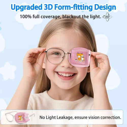 Miniatura 2 de Parches para ojos para niños, parche de seda reutilizable para ojos perezosos, parches ortopédicos de ambliopia para niños y niñas, cubierta de ojo