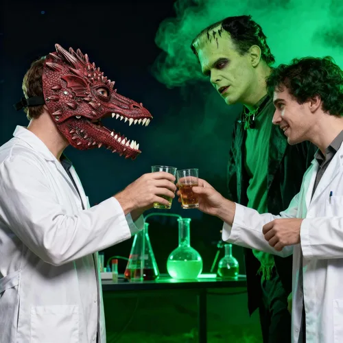 Miniatura 6 de Creativity - Máscara de media máscara de dragón con mandíbula móvil, para Halloween, carnaval, cabeza 3D, máscara de látex (rojo)