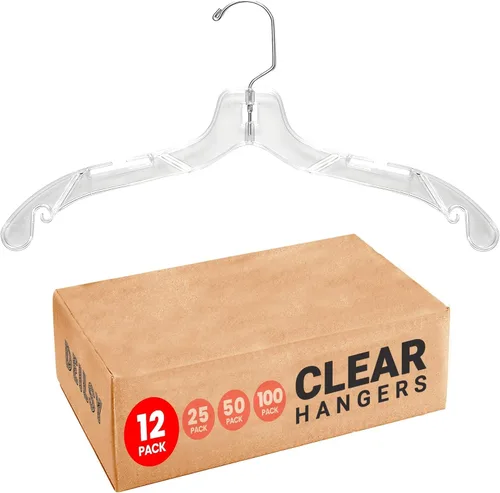 DEILSY™ Perchas de plástico transparente, paquete de 12 perchas duraderas para la organización del armario, colgador de plástico esencial para ropa,