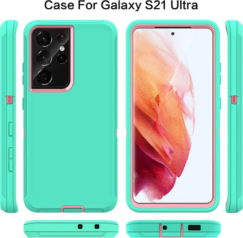 Miniatura 8 de MXX Funda compatible con Galaxy S21 Ultra, funda protectora de cuerpo con parachoques de 3 capas súper resistente y servicio pesado