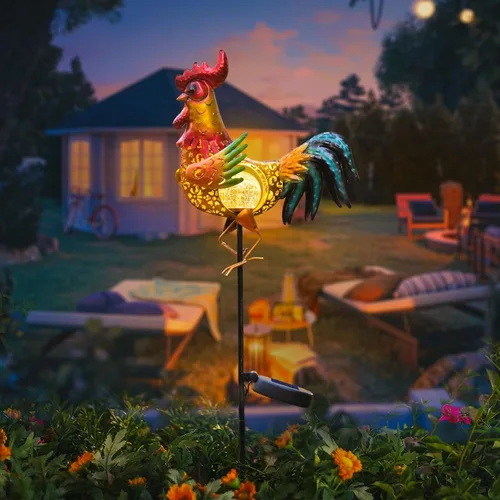 Miniatura 5 de Tryme Luces solares de gallo para exteriores, decoración de jardín, estatua de jardín, regalos para amantes de los pollos, mujeres, madres, arte