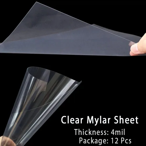 Miniatura 3 de Paquete de 12 hojas de plantillas de Mylar transparente de 4 mil, plantillas en blanco de 12 x 12 pulgadas, material de plantilla reutilizable, haz