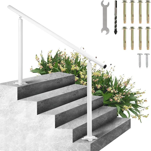 Miniatura 22 de VEVOR Kit de barandilla para escaleras al aire libre, pasamanos de 5 pies de 0 a 5 escalones, barandilla de aluminio negro de ángulo ajustable