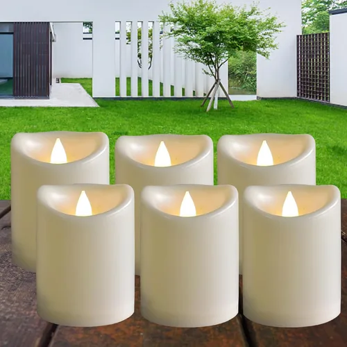 Miniatura 7 de 2 paquetes de velas LED impermeables para exteriores con temporizador, operadas a batería, parpadeantes, de pilas, de 7.6 x 10.2 cm, velas