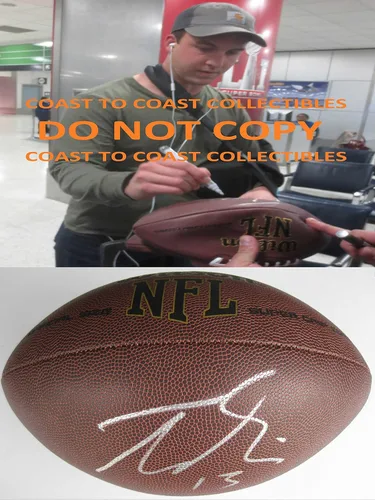 Miniatura 2 de Trevor Siemian, Minnesota Vikings, Denver Broncos, Northwestern, Signed, Autographed, NFL Football, a Coa with the Proof Photo of Trevor Signing