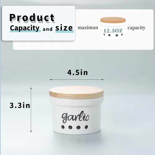 Miniatura 2 de Garlic Keeper con tapa, recipiente de cerámica para encimera, decoración de cocina de granja