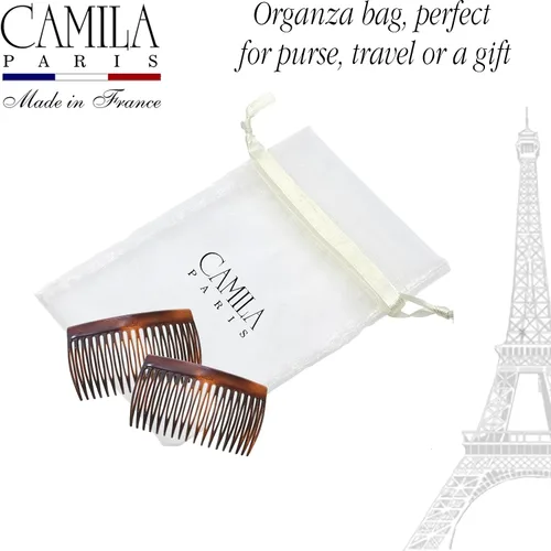 Miniatura 5 de Camila Paris CP3876 - Peineta lateral francesa pequeña, curva, con caparazón de tortuga, peines decorativos para recogido francés, pinzas de cabello