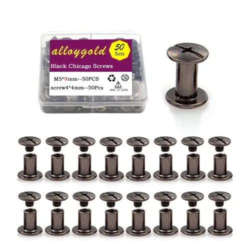 Miniatura 7 de 50 Juegos M5*6 Negro Pistola Kit de Tornillos Chicago Remaches de Cuero Tornillos Remaches Chicago Botones de Tornillos DIY Acabado de Cuero