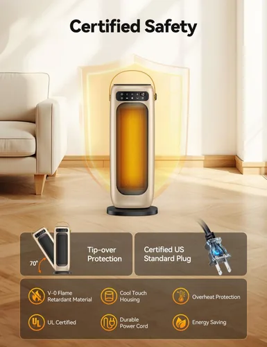 Miniatura 7 de Calentador de espacio, calentadores eléctricos de cerámica PTC de 1500 W para uso en interiores con control remoto, calentador de habitación de 4