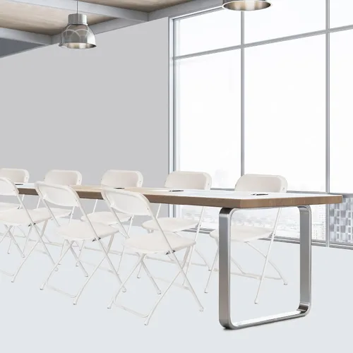 Miniatura 4 de Real Relax Juego de 10 sillas plegables de plástico, sillas plegables de plástico negro, perfectas para fiestas, eventos al aire libre
