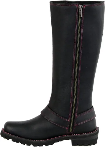 Miniatura 4 de Milwaukee Leather MBL9367 - Botas de cuero negras de 14 pulgadas con cordones fucsia, talla 11