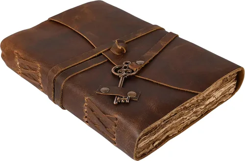 Miniatura 7 de Diario de dibujo de cuero, diario de viaje diario, antiguo hecho a mano vintage, cuaderno de escritura rústico, cuero de búfalo auténtico, papel