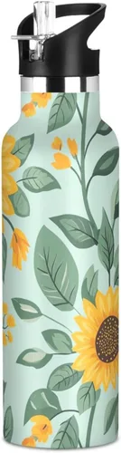 Miniatura 25 de Insulated Water Bottle with Straw Colorful Flowers Double Wall Vacuum Insulated Lightweight for Sport Gym Outdoor Travel School