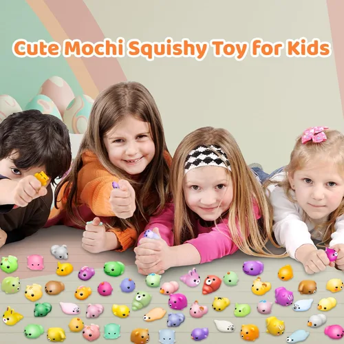 Miniatura 6 de Dioju 110 juguetes esponjosos Mochi, mini Kawaii Squishies a granel, juguetes sensoriales para ansiedad, bolsa de golosinas, recuerdos de fiesta
