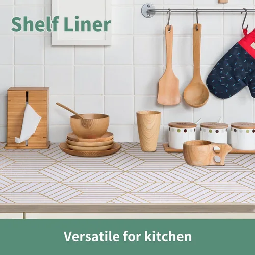 Miniatura 5 de Lámina para revestir estantes de cocina, cajones y alacenas, gruesa, antideslizante, sin adhesivo y fácil de limpiar, incluye cuchillo y cinta