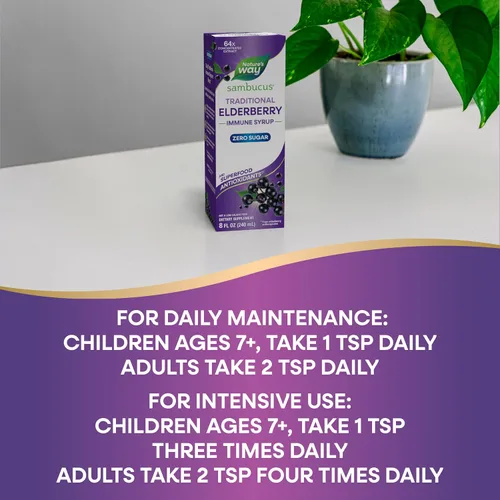 Miniatura 6 de Nature's Way Sambucus - Jarabe inmunológico tradicional sin azúcar, extracto de saúco negro altamente concentrado, apoyo inmunológico tradicional