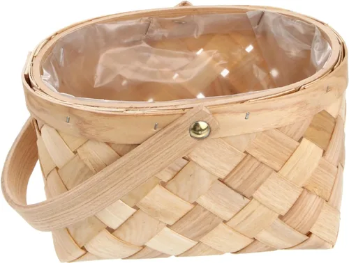 Cesta de Pascua de madera Cesta de ratán natural Almacenamiento de artículos para el hogar de mimbre tejido de flores de almacenamiento s Chip de