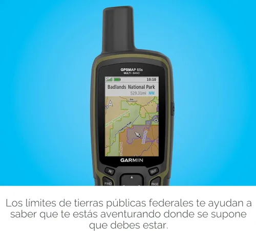 Miniatura 3 de Garmin GPSMAP 65s, Dispositivo portátil operado por botón con altímetro y brújula, soporte ampliado de satélites y tecnología multibanda, pantalla a