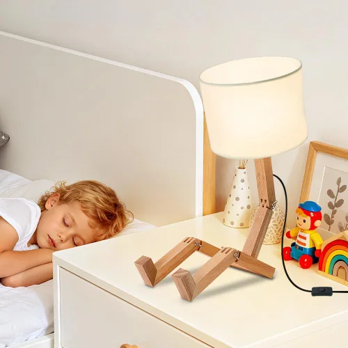 Miniatura 6 de Lámpara de mesa robótica, bonita luz de noche, brazos y patas de madera ajustables, bonita lámpara de escritorio, iluminación de noche novedosa