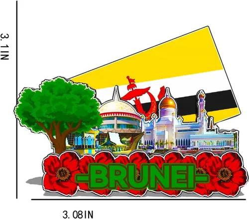Miniatura 3 de Imán de Brunei Brunei para nevera de madera 3D, monumentos coleccionables de viaje, decoración hecha a mano, 640