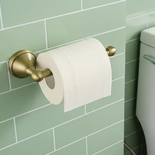 Miniatura 7 de Flybath Portarrollos de papel higiénico sin tapa de latón antiguo, barra de rollo de papel higiénico para baño montado en la pared, 20 cm / 7.87