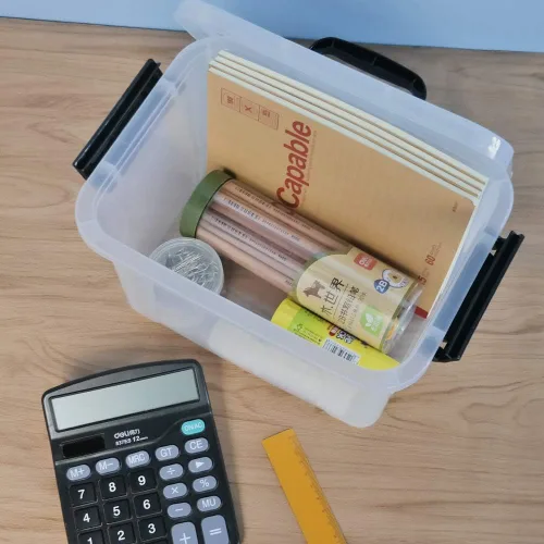 Miniatura 5 de Begale Contenedor pequeño de plástico de 5 cuartos de galón, caja de pestillo transparente con pestillos y 4