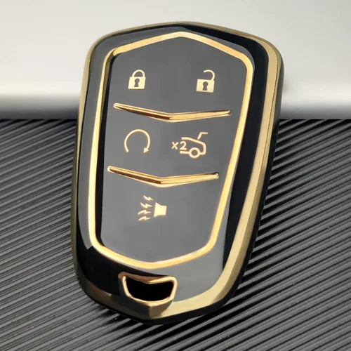 Miniatura 3 de OLLEN Funda para llavero con llavero brillante, apto para Cadillac ATS CTS CT6 SRX STS XT5 XTS, protección completa, funda de llavero de TPU suave