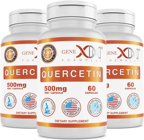 Genex Formulas Quercetina 500mg (60 cápsulas) sin OMG, sin gluten (paquete de 3)