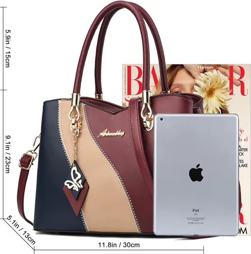 Miniatura 6 de Bolsos y carteras para mujer de DAINAOTM, bolsos estilo tote de cuero PU, cartera de señora con asa superior, bolso cruzado, bolso de hombro PU
