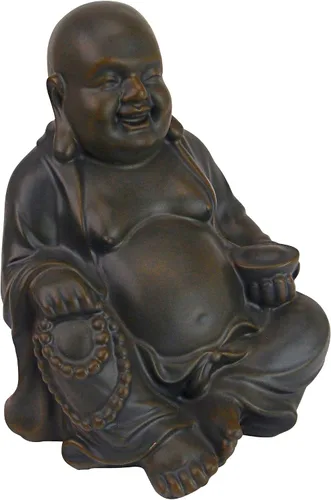 Miniatura 11 de Design Toscano Jolly Hotei Laughing Man - Estatua de jardín para interiores y exteriores, 26 pulgadas de alto, resina de piedra fundida, acabado